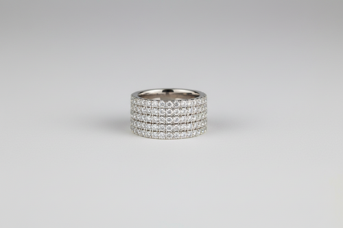 Anillo 4 Cintillos Circones Plateado N°6