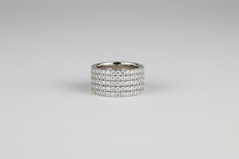 Anillo 4 Cintillos Circones Plateado N°6