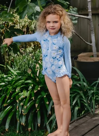 Traje de baño de una pieza con estampado margarita