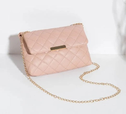 Cartera cuadrada cuero sintético rosada