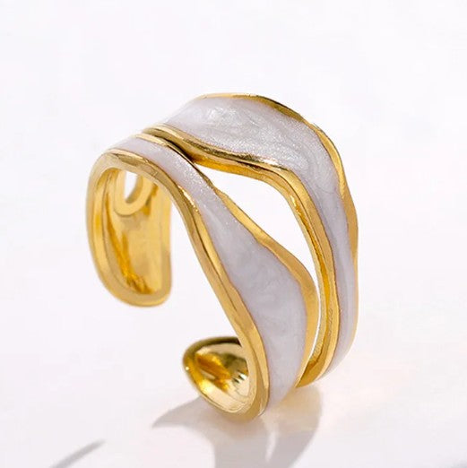 Anillos abiertos geométricos color blanco