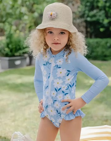 Traje de baño de una pieza con estampado margarita