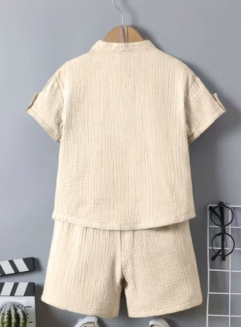 2 piezas de conjunto para niños beige cuello en V