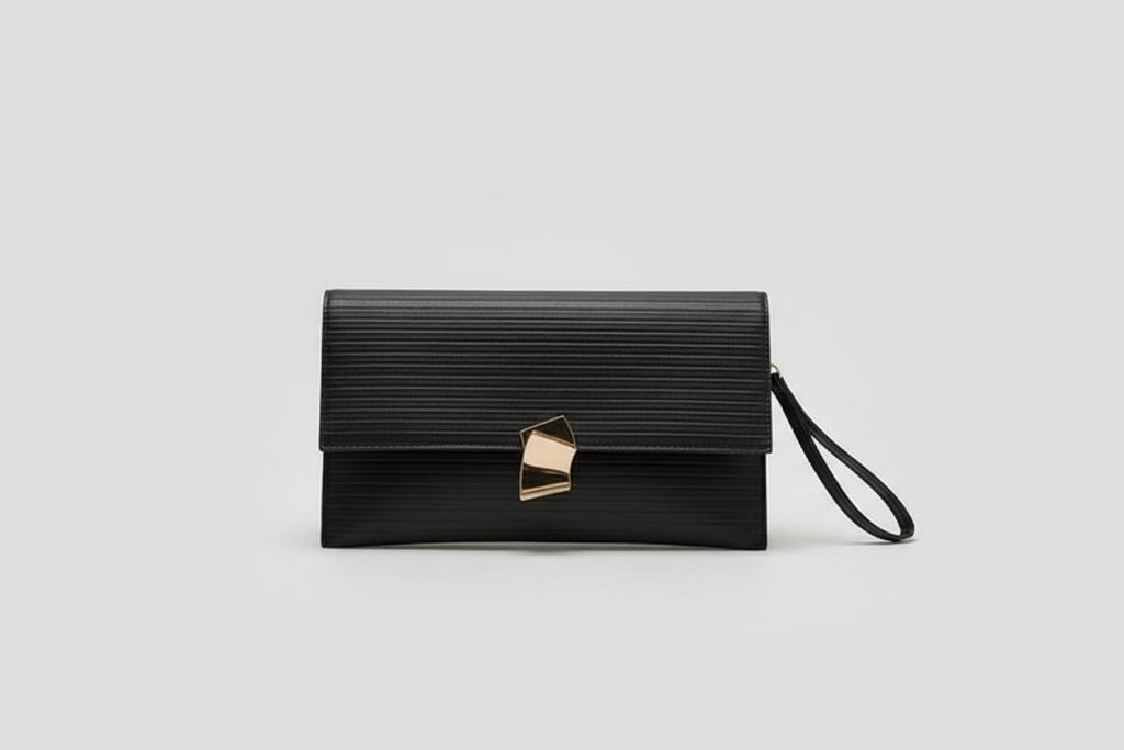 Cartera rectangular cuero sintético negra