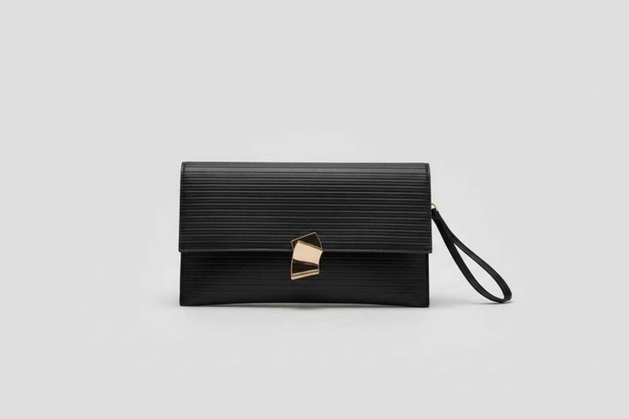 Cartera rectangular cuero sintético negra