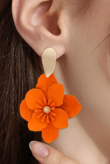 Set de 3 pares de aros de flores colores