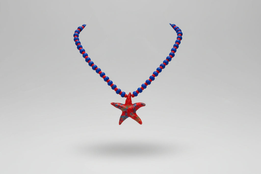 Collar cerámica forma estrella rojo