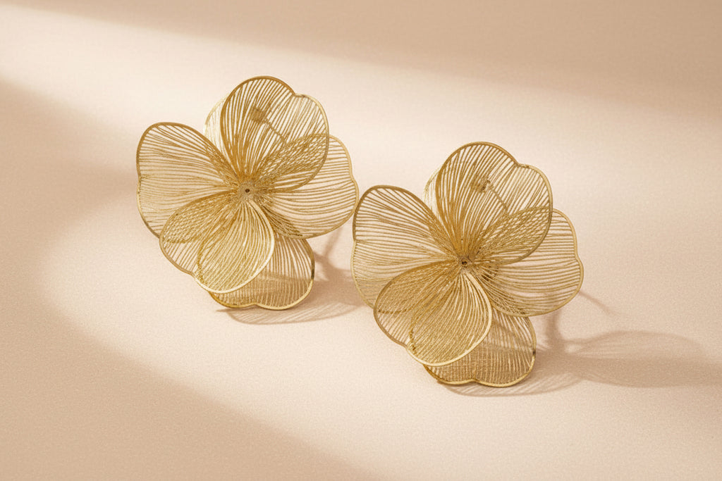 Aro flor texturizado dorado