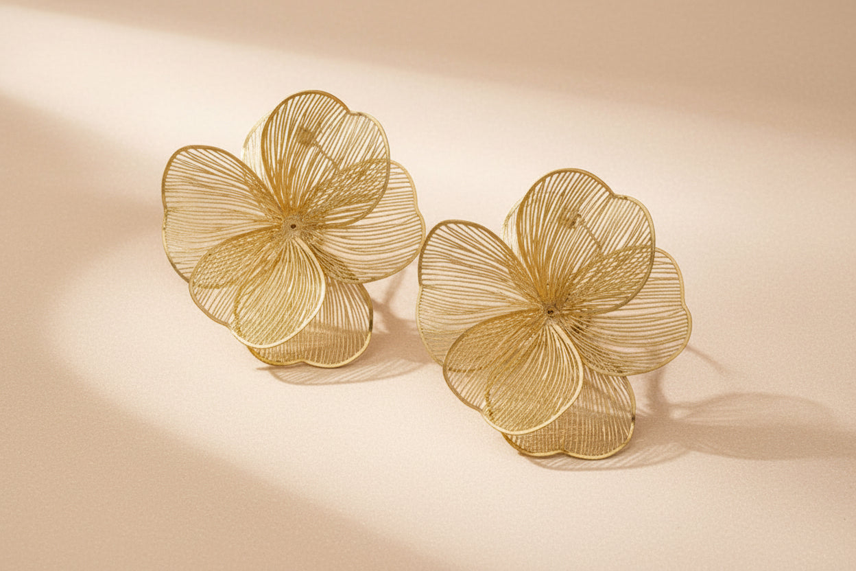 Aro flor texturizado dorado