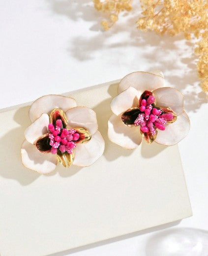 Aro flor cerámica rosado