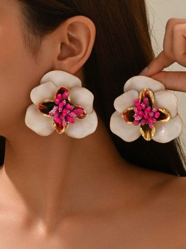 Aro flor cerámica rosado