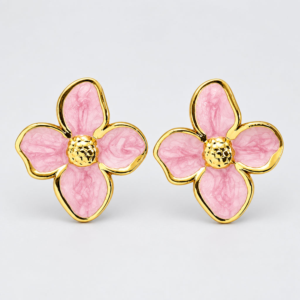 Aros Flor rosada 2.2 cm