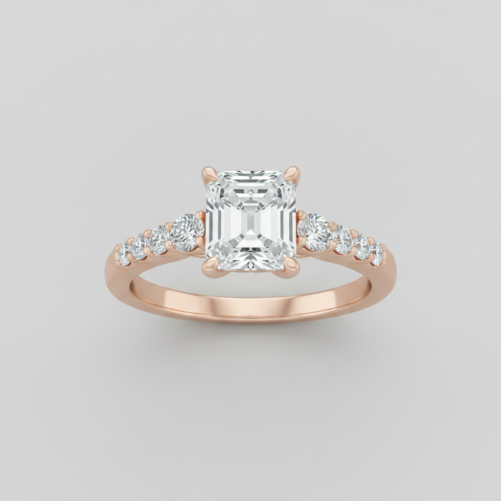 Anillo N°6 Diseño Geométrico Con Circón En Cobre