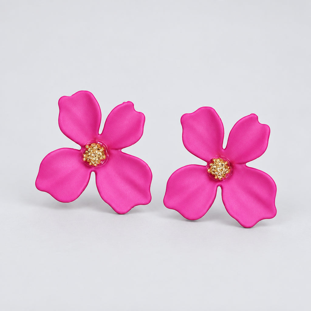 Aros Flor rosada 3 cm