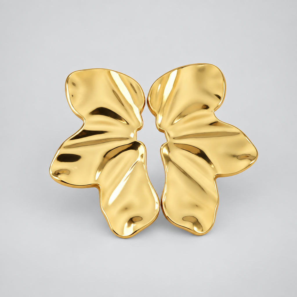 Aros hojas dorado 4.5 cm