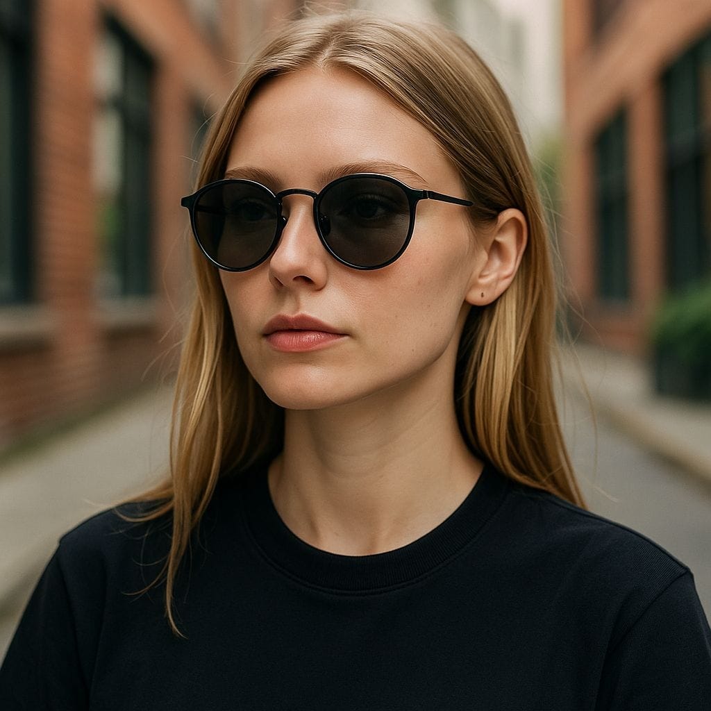 Lentes de sol redondo color gris marco negro