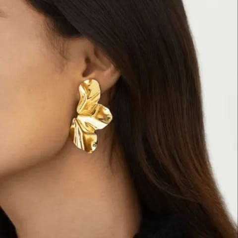 Aros hojas dorado 4.5 cm