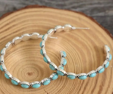 Aros turquesa redondos Boho