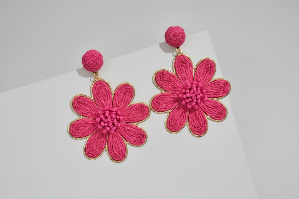Aros de flores rafia blanco fuccia