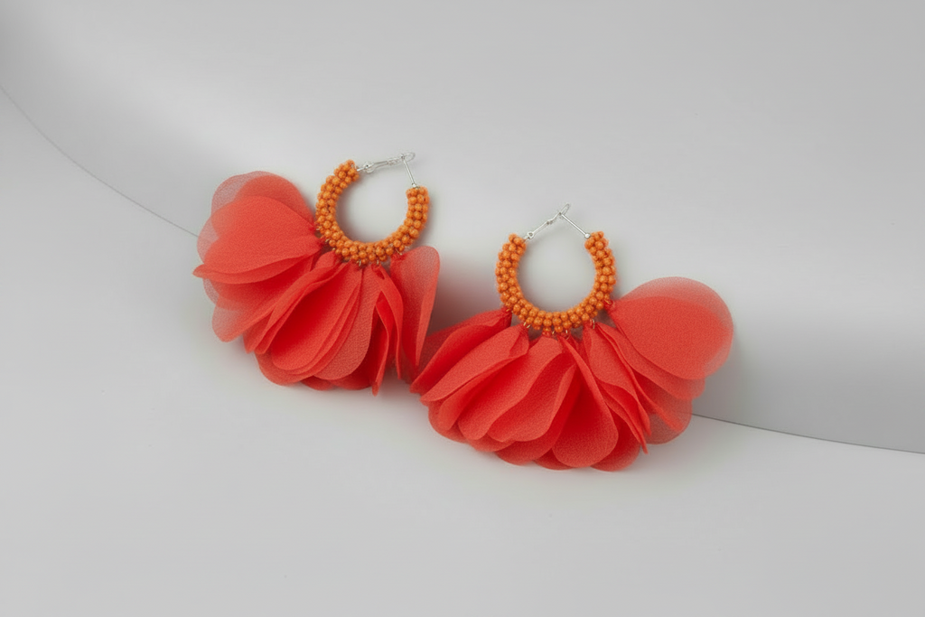 Aros de flores de chiffon naranjo
