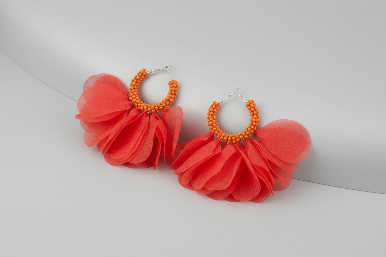 Aros de flores de chiffon naranjo