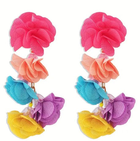 Aros colgantes de flores varios colores