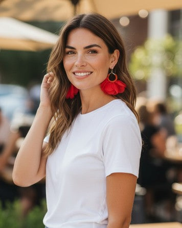 Aros de flores de chiffon naranjo