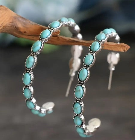 Aros turquesa redondos Boho