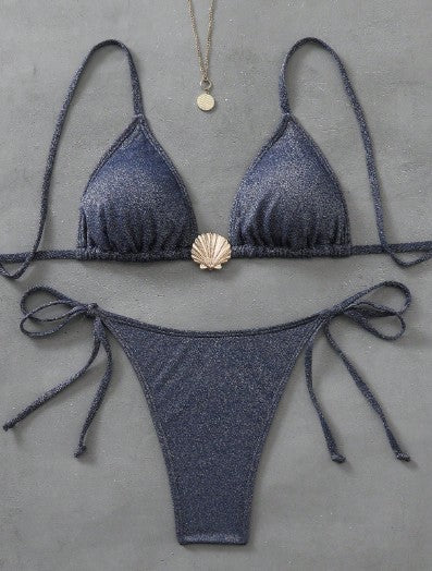 Bikini brillante azul