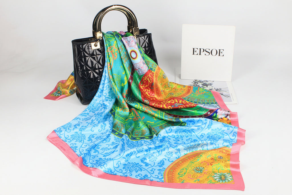 Pañuelo De Seda naranjo 90 x 90 cm