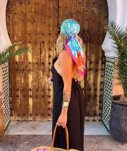 Pañuelo De Seda naranjo 90 x 90 cm