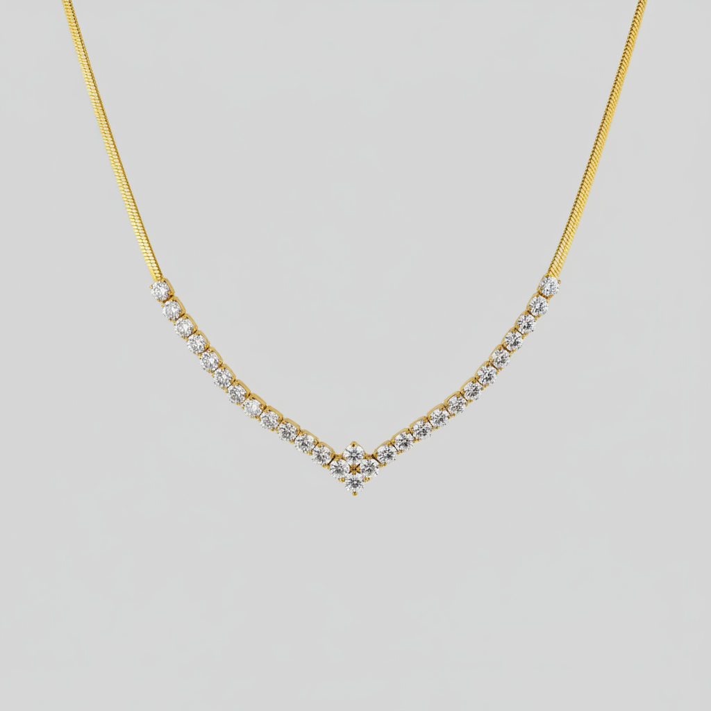 Collar con circones chapado en oro