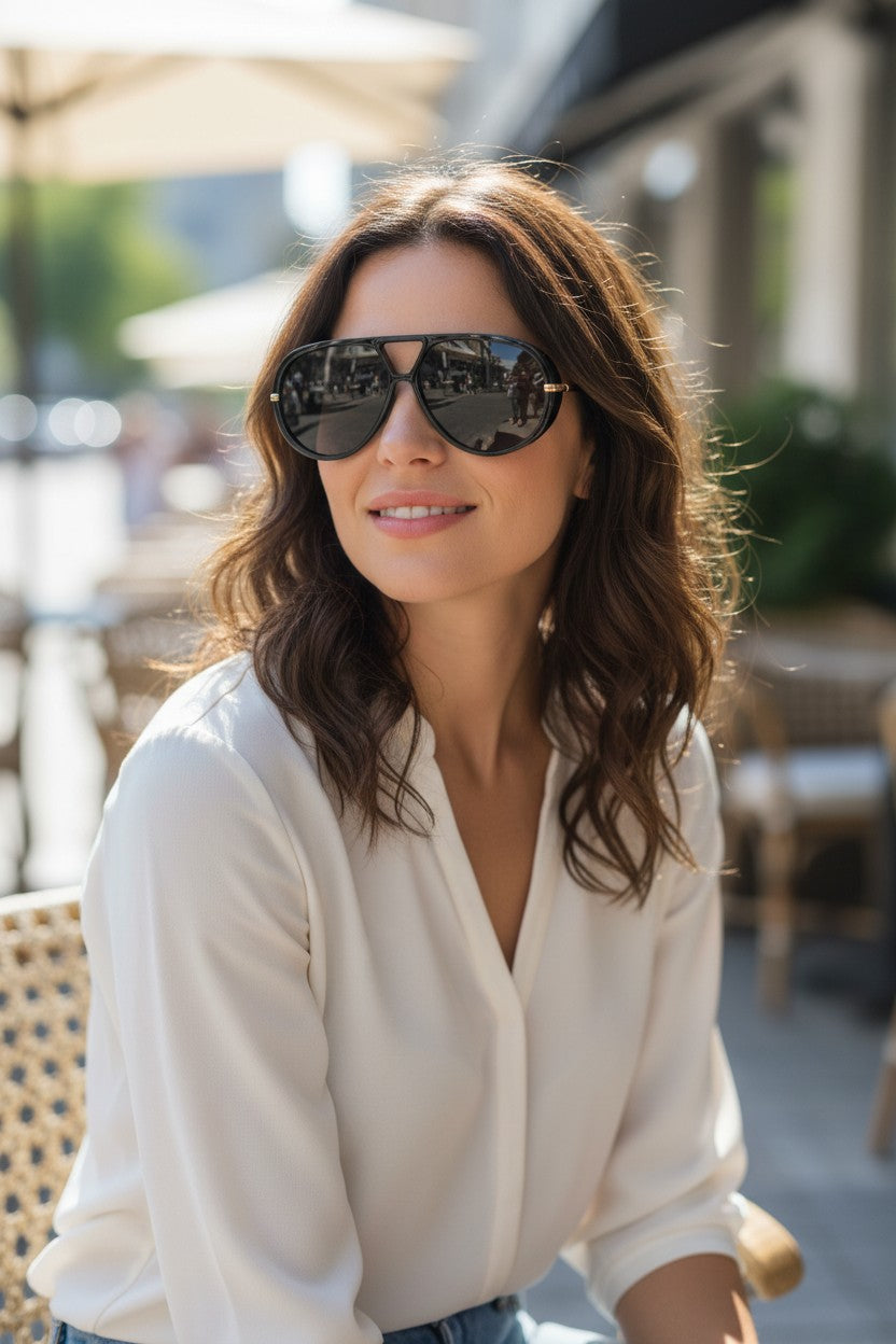 Lentes de sol mujer negro y dorado